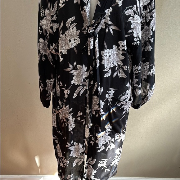 Spiritual Gangster Maya Tie Front Kimono Robe Beach Cover Black Floral One Size - Picture 6 of 11